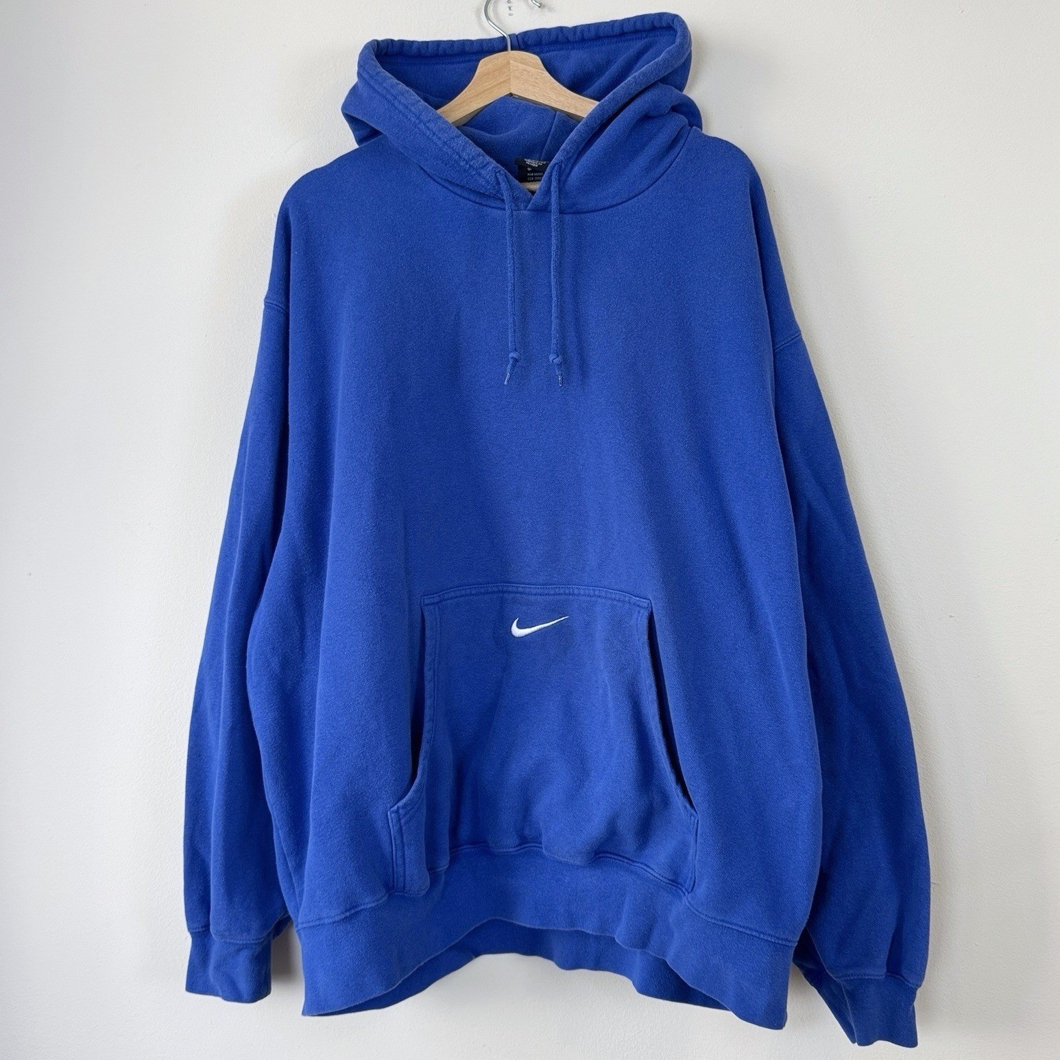 Vintage 2000\'s Nike Center Swoosh Pocket Embroidered y2k Blue Hoodie - XXL