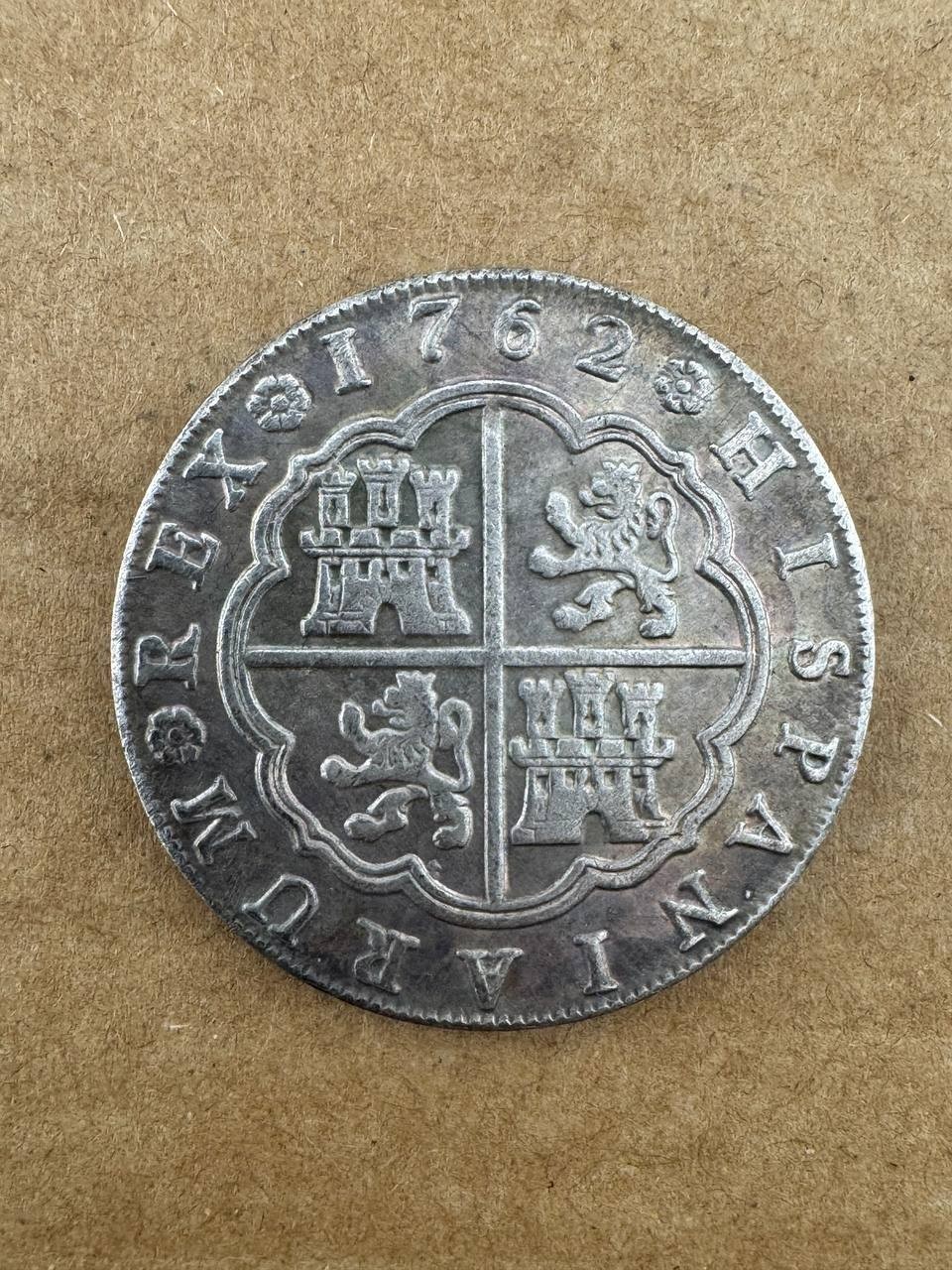 Coin 1762 8 REAL SPAIN Carolus III Coin 1762 8 REAL SPAIN Carolus III