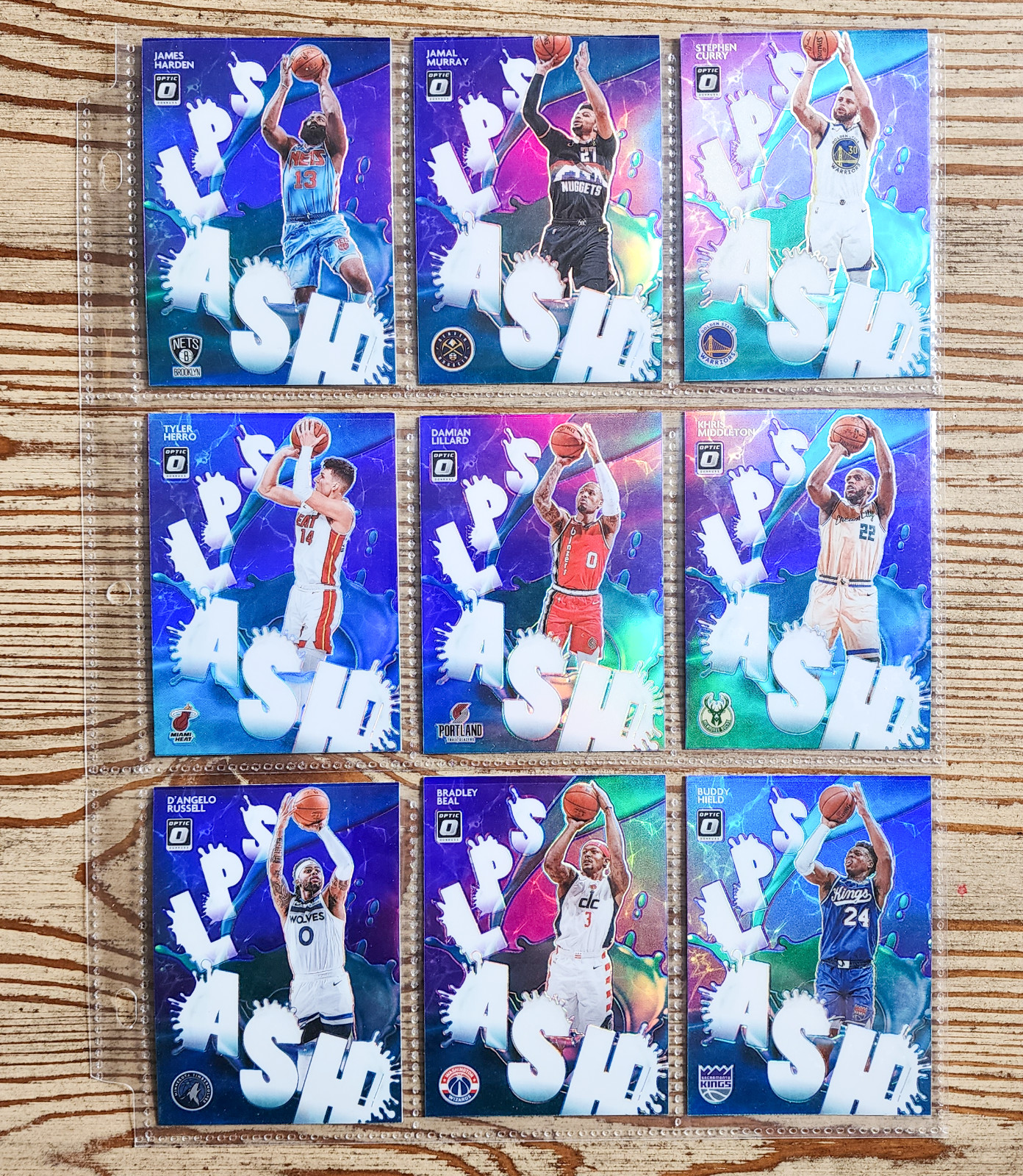 2020-21 Donruss Optic Splash Purple Prizm Complete Insert Set 1-15 Doncic LeBron