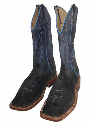 Anderson Bean Safari Giraffe Cowboy Boots 13 EE Wide Gray Leather Suede MINT