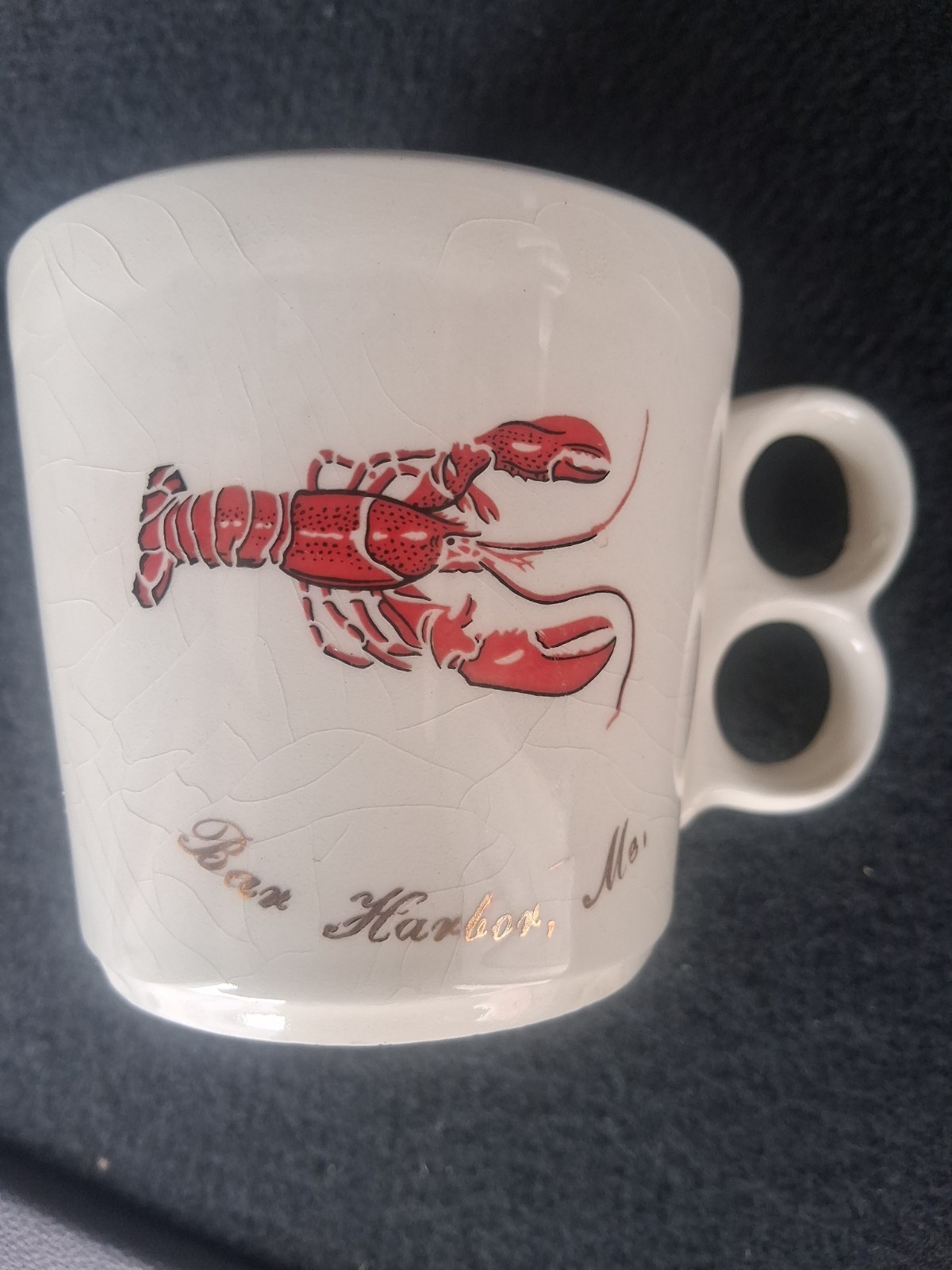 Bar Harbor Maine Souvenir Mug Lobster Vintage Heavy coffee mug. Very Thick.