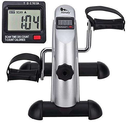 SILVER - HIMALY MINI EXERCISE BIKE UNDER DESK BIKE PEDAL MACHINE