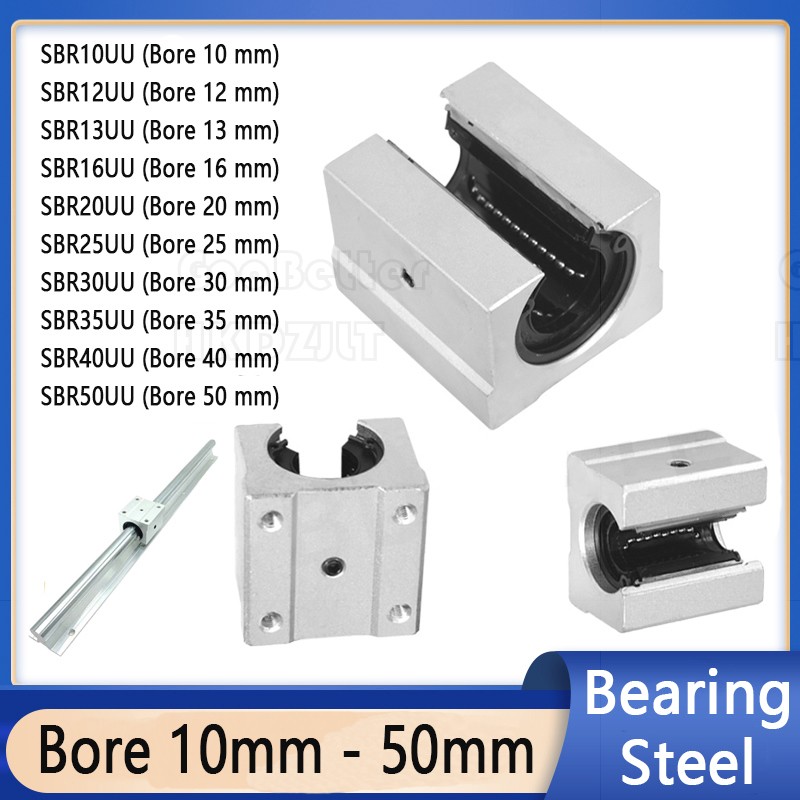 SBR10UU 10 mm - SBR50UU 50 mm Linear Ball Bearing Block CNC Router Mill Slide
