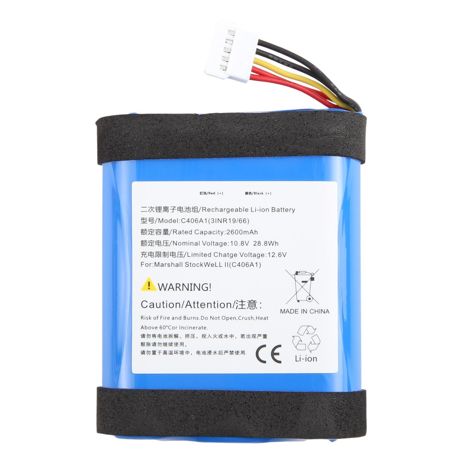 10.8V 2600mAh Battery for C406A1 Marshall Stockwell II Audio Equipment 1PCS NEW