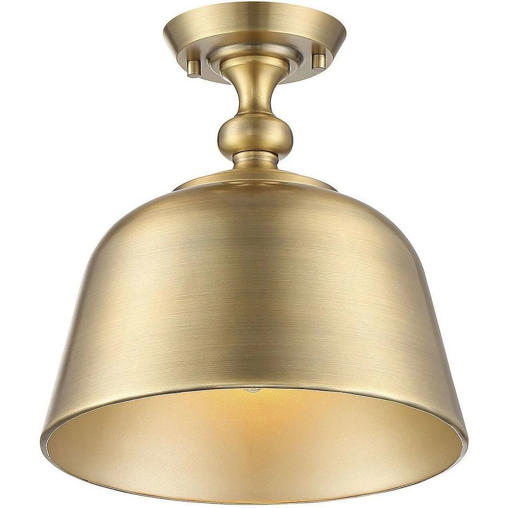 Savoy House 12in Berg 1 Light Semi Flush Warm Brass - 6-3750-1-322