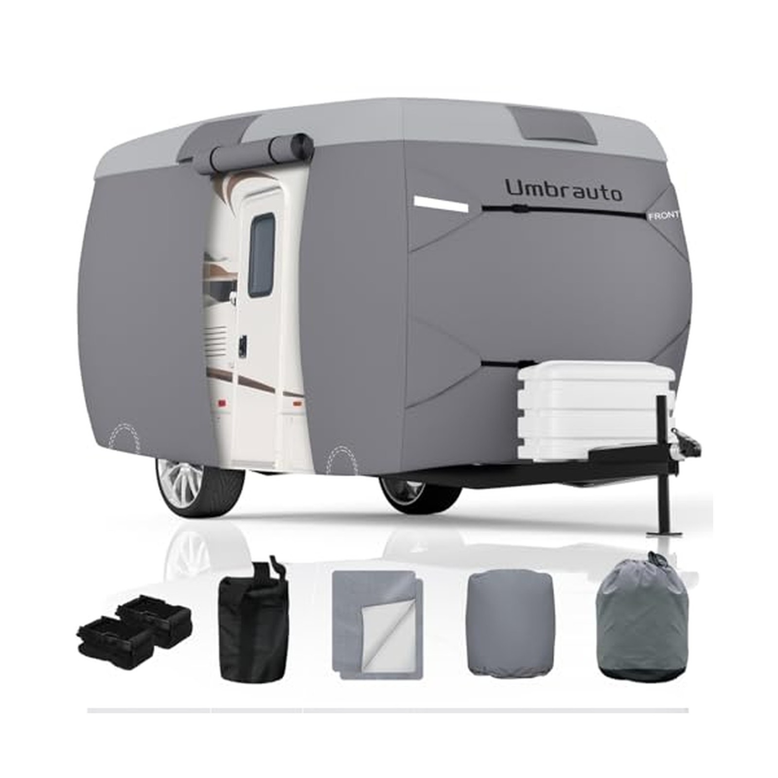 Umbrauto Fiberglass Travel Trailer Cover Fits 13\'-16\' Trailers, Upgraded 9 La...