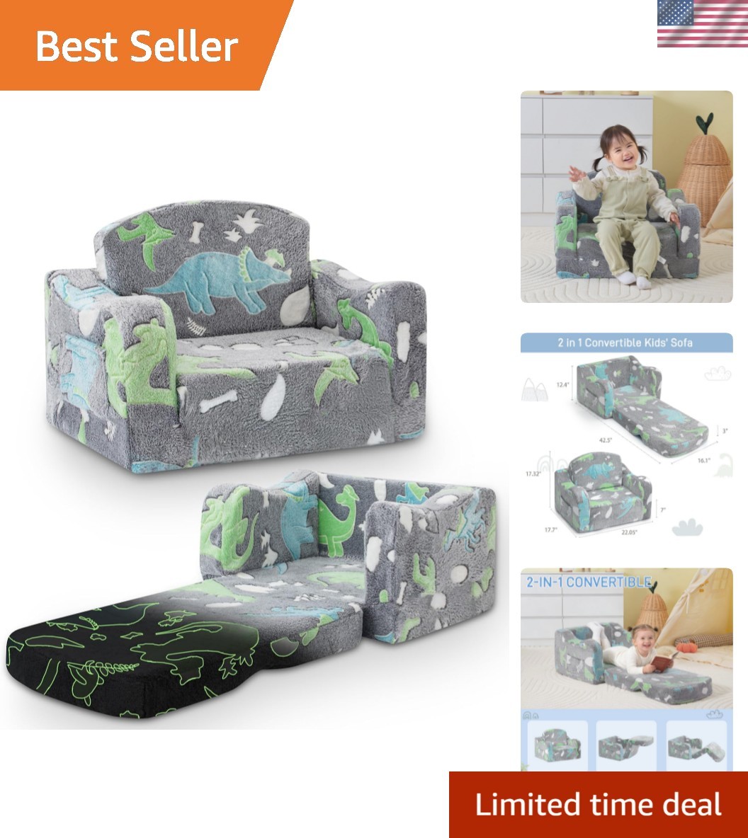 Thick Comfy Kids Chair and Couch,Foldable Plush Sofa with Pocket