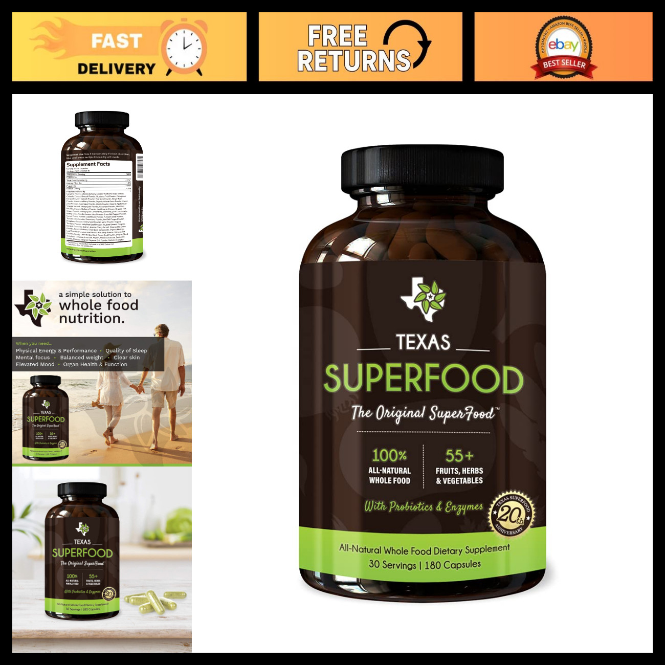 All-Natural Superfood Capsules - Reds & Greens, Vegan, Non-GMO, Gluten-Free, 180 All-Natural Superfood Capsules - Reds & Greens, Vegan, Non-GMO, Gluten-Free, 180