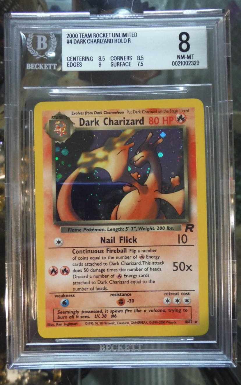 2000 POKEMON TEAM ROCKET DARK CHARIZARD UNLIMITED HOLO BECKETT BGS 8 2000 POKEMON TEAM ROCKET DARK CHARIZARD UNLIMITED HOLO BECKETT BGS 8