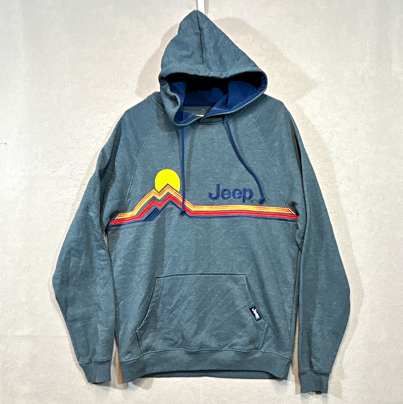 Jeep JEDCO Men\'s L Blue Pullover Fleece Hoodie Embroidered Logo Men’s Large  247