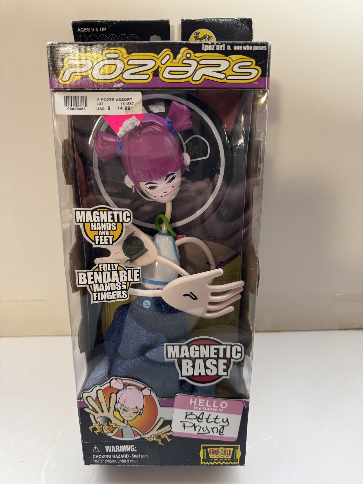 Vintage 2001 Pozers Betty Phyne Action Figure Fun-4-All Magnetic New Sealed Box