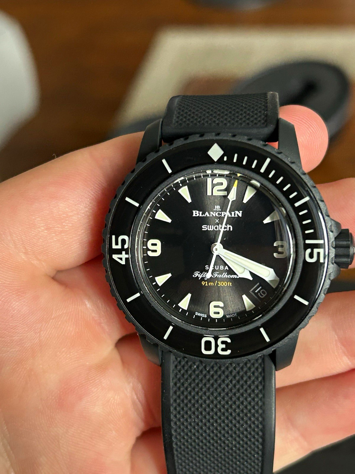 Swatch x Blancpain Scuba Fifty Fathoms Ocean of Storms Black Automatic FKM Strap Swatch x Blancpain Scuba Fifty Fathoms Ocean of Storms Black Automatic FKM Strap