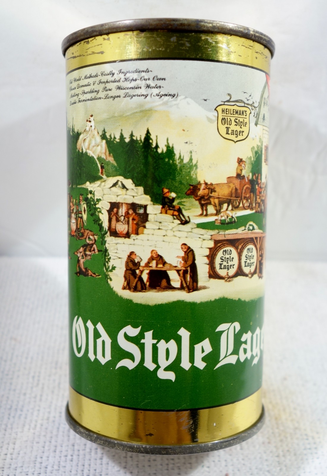 Heileman's Old Style GRAPHIC La Crosse Wisconsin Flat Top Beer Can #1 Heileman's Old Style GRAPHIC La Crosse Wisconsin Flat Top Beer Can #1