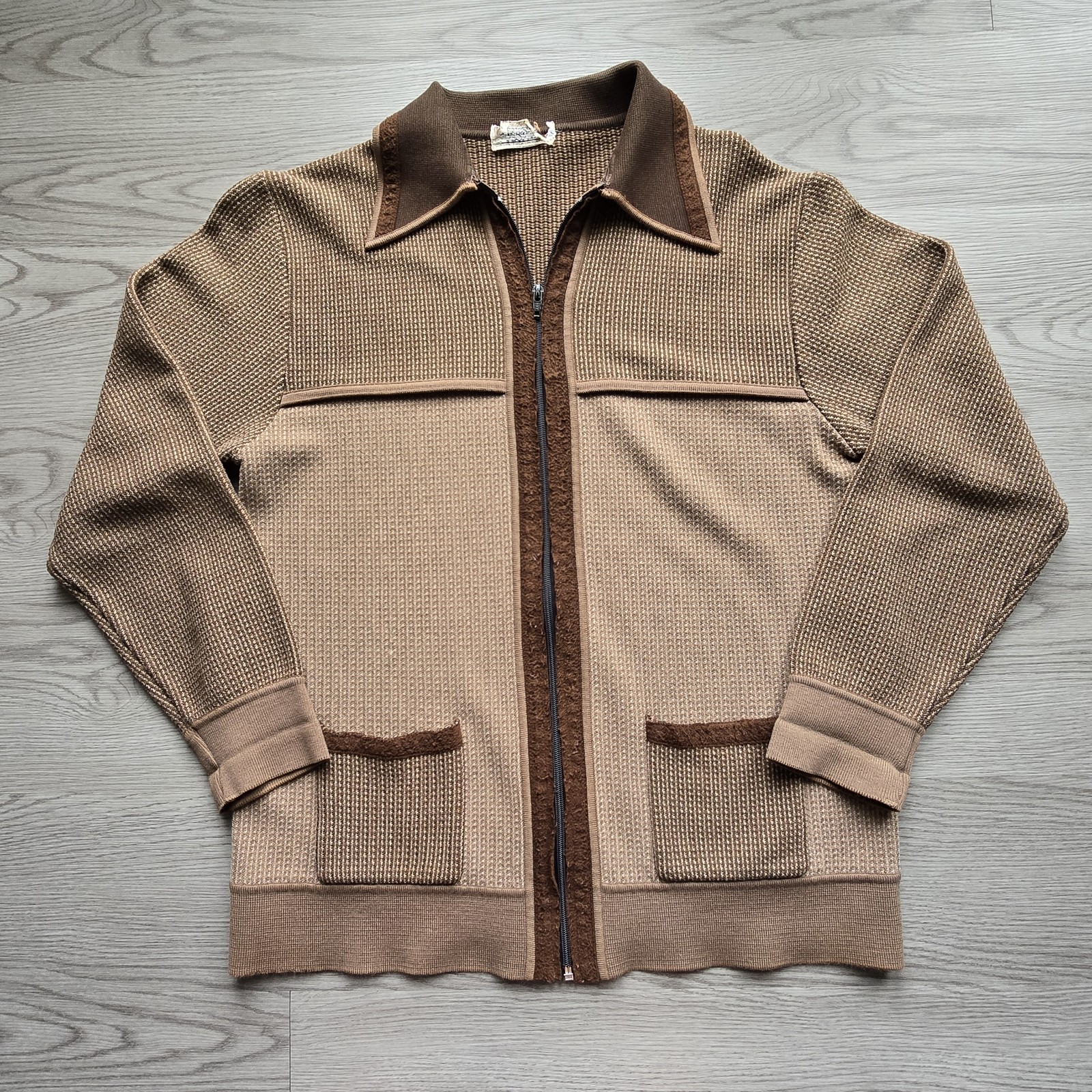 Vintage 1960s Rockabilly Atomic 60s Full Zip Sweater Dagger Collar USA True