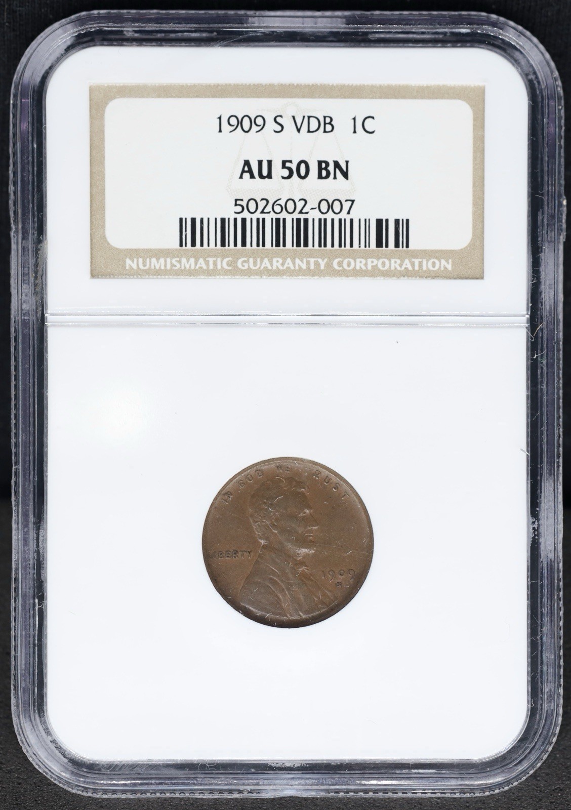 1909 S VDB Lincoln Wheat Cent 1¢ NGC AU50 ‼️LOVELY BROWN COLOR & EYE APPEAL‼️