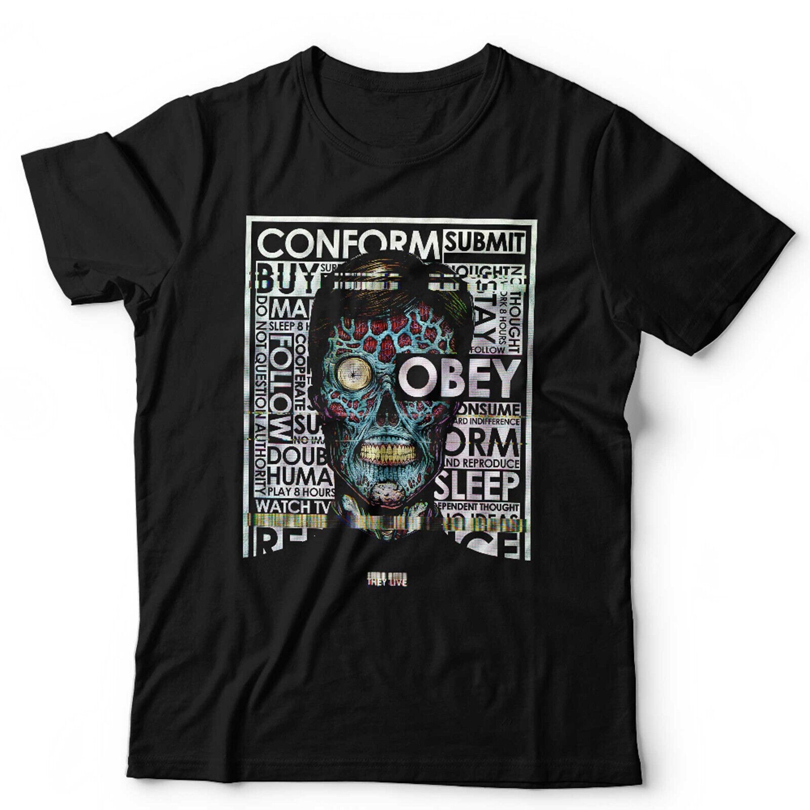 They Live Glitch Unisex Retro Vintage 80s Movie Horror Unisex T-Shirt S-5XL