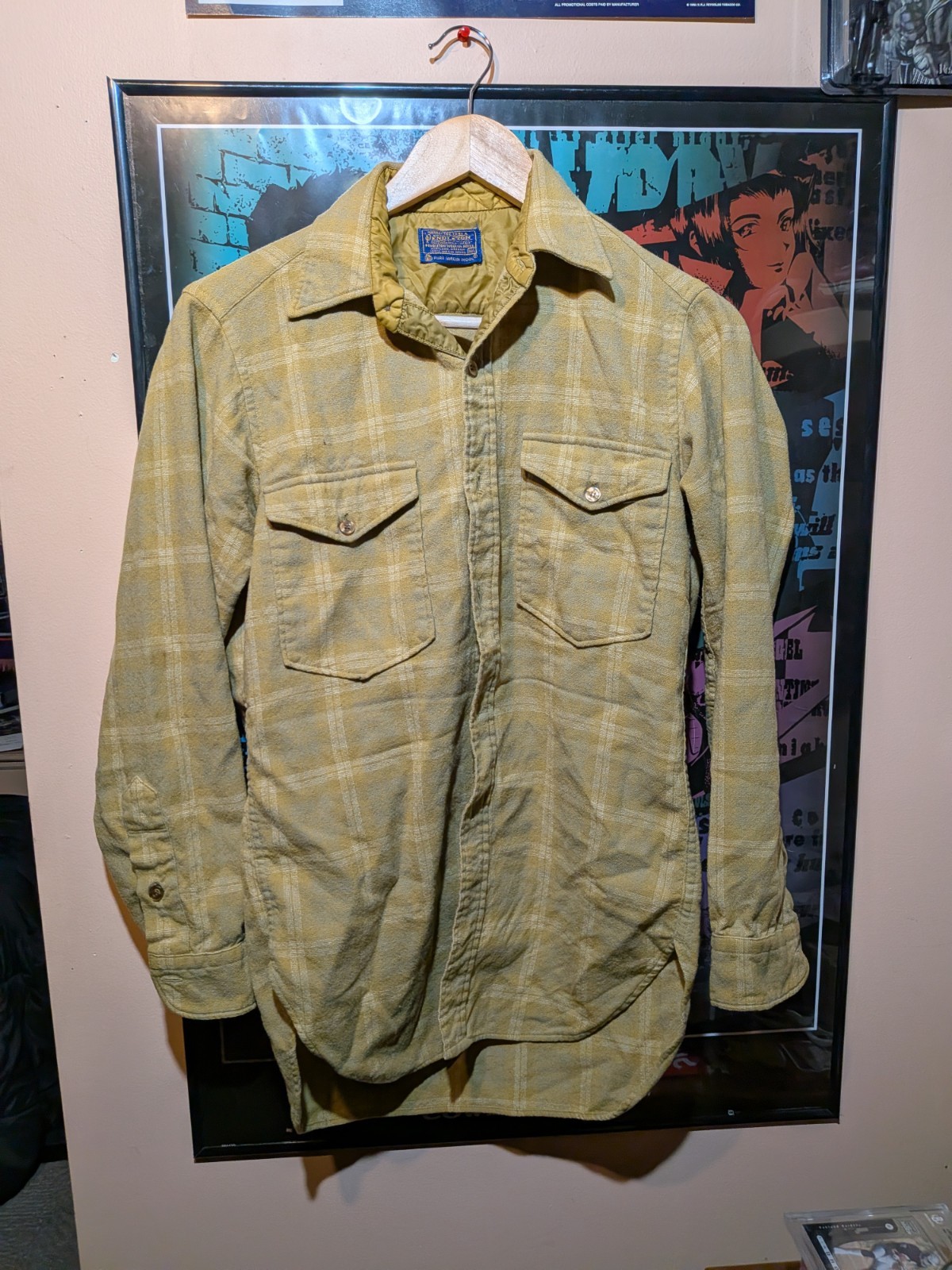 Pendleton Field Shirt Size Medium 100% Virgin Wool 60s 70s USA Made Plaid