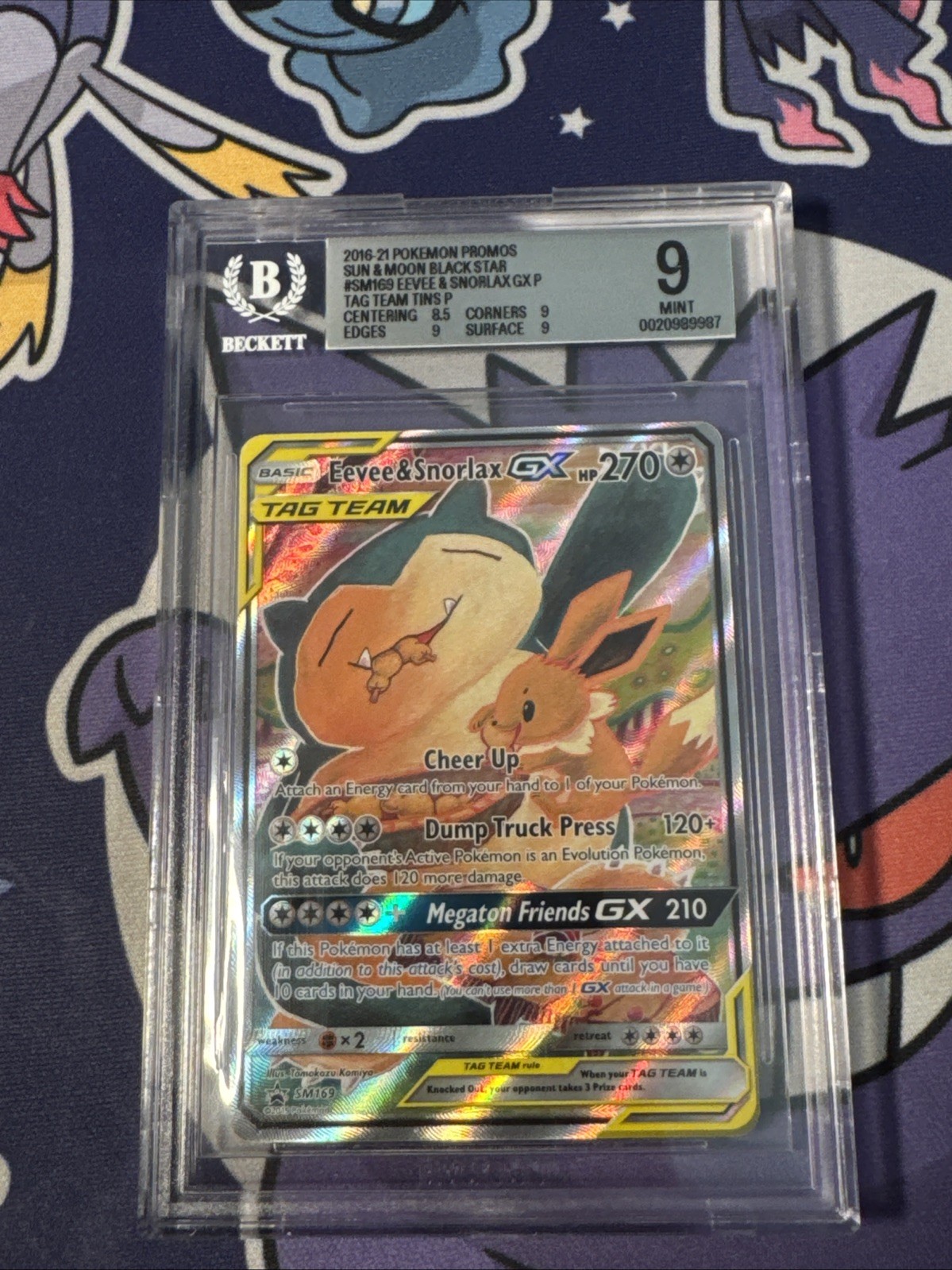2019 POKEMON SM BLACK STAR PROMO TAG TEAM TINS FULL ART/EEVEE & SNORLAX GX BGS 9