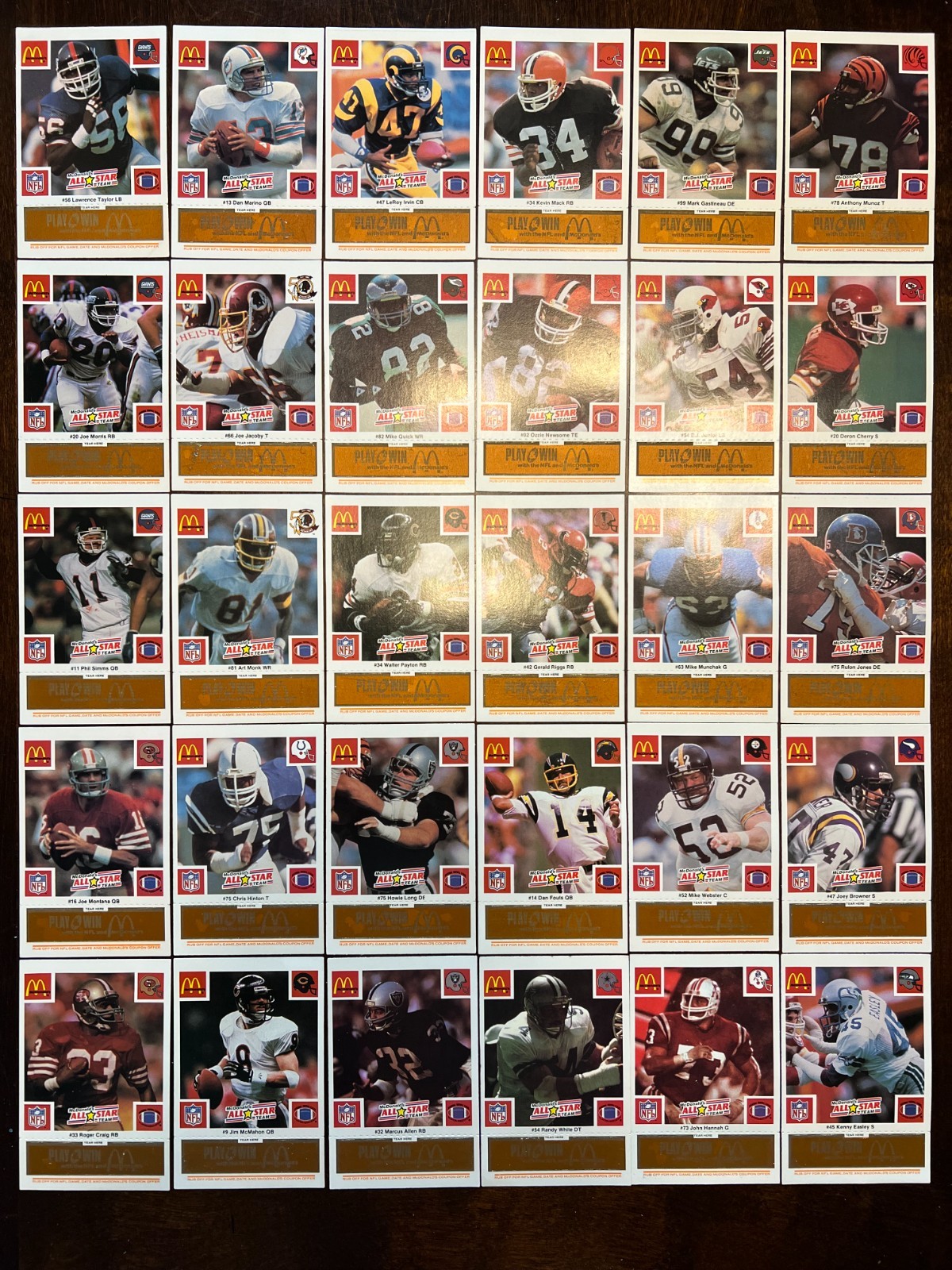 1986 McDonald\'s Play & Win All Star Team Complete Set (30) Unscratched Gold 1986 McDonald\'s Play & Win All Star Team Complete Set (30) Unscratched Gold