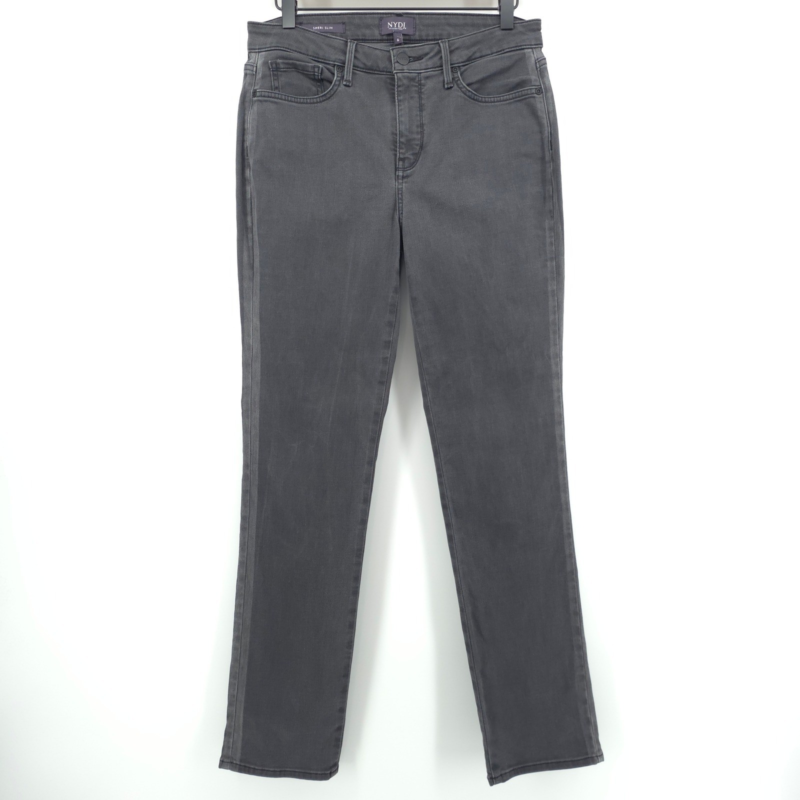 NYDJ Womens Jeans Sheri Slim 6 Gray Lift Tuck Stretch Denim Pants