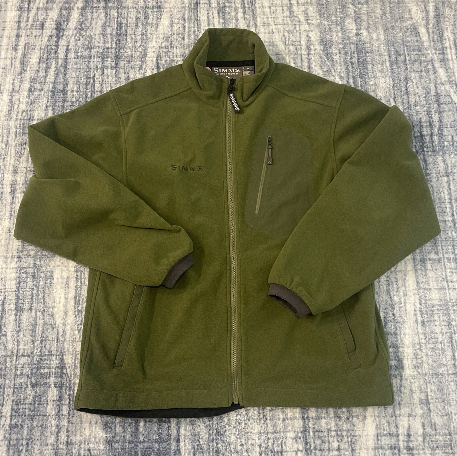 Simms Windstopper Softshell Jacket Mens Med Green Outdoors Fishing Gorp Hybrid