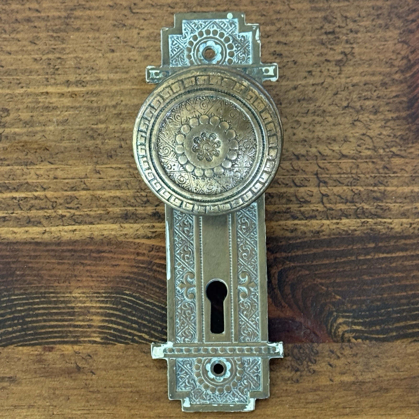 Antique Fancy Cast Bronze Door Set Doorknob And Plate Heavy Duty 1800s Antique Fancy Cast Bronze Door Set Doorknob And Plate Heavy Duty 1800s