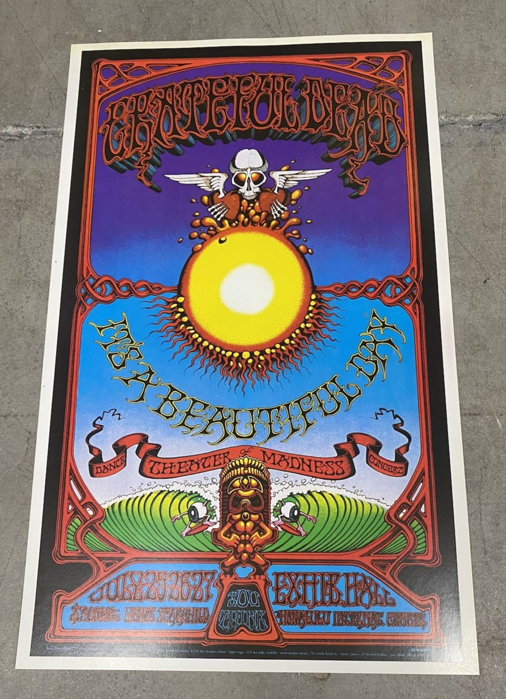 Vintage Grateful Dead Honolulu Hawaii Beautiful Day Concert Poster 2nd Printing Vintage Grateful Dead Honolulu Hawaii Beautiful Day Concert Poster 2nd Printing