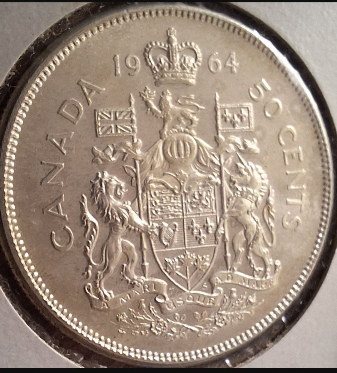 Canada 50 Cents 1964 UNC 0.3 Troy Ounce Actual Silver Weight 