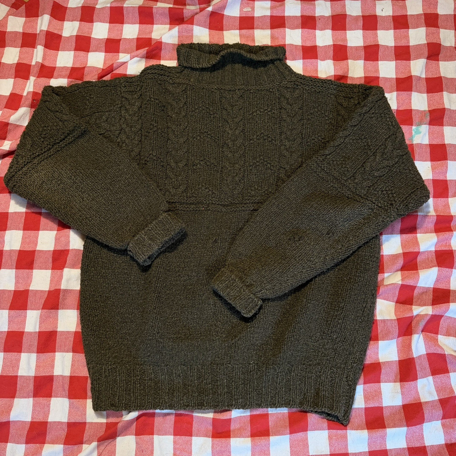 Vintage Polo Ralph Lauren Hand Knit Cable Sweater Wool/Silk Brown Men’s XL