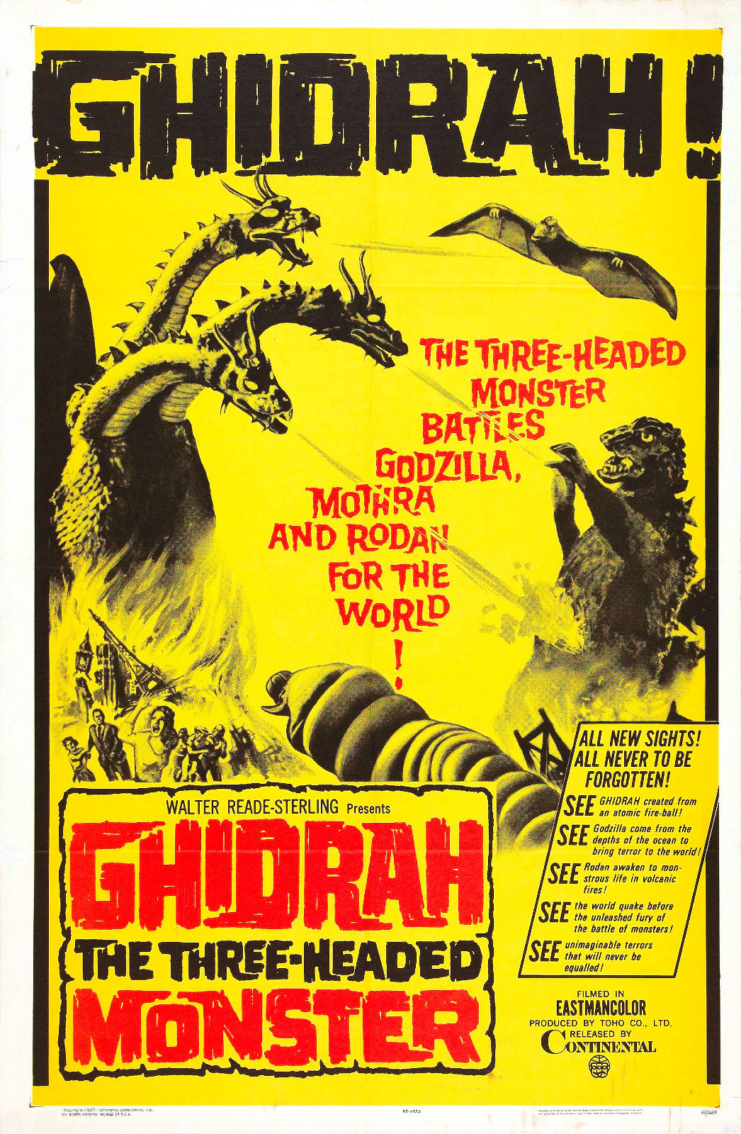Ghidrah the Three-Headed Monster (1964) Movie Poster (Ghidorah Godzilla)