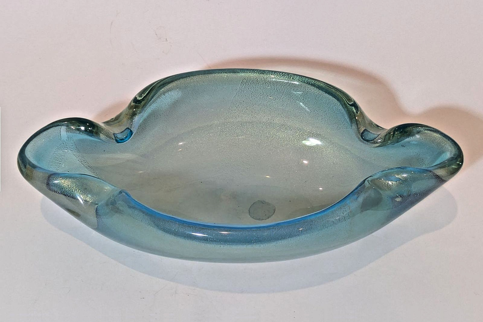 Vintage Archimede Seguso Murano Aventurine Blue Glass Bowl — Sticker — MCM.