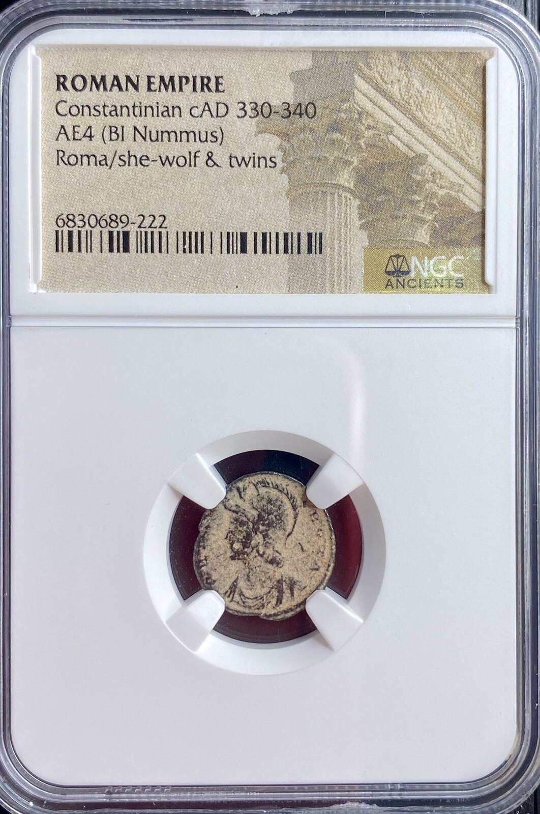 Roman SheWolf & Twins Ancient Coin Constantinian 330-340AD NGC Certified Genuine