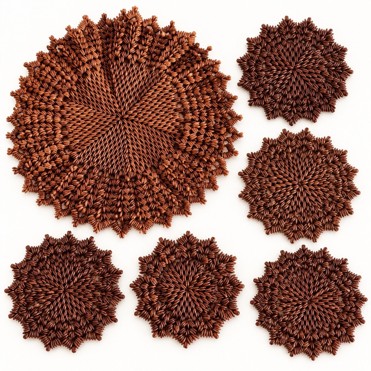 Vintage 1960s Koa Seed Doily 11” Round Dark Brown Hawaiian Acacia Tree Seed Vintage 1960s Koa Seed Doily 11” Round Dark Brown Hawaiian Acacia Tree Seed