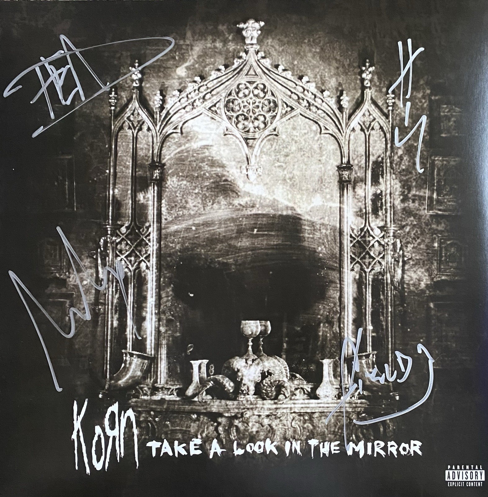 KORN SIGNED TAKE A LOOK IN THE MIRROR VINYL - JONATHAN DAVIS HEAD FIELDY MUNKY