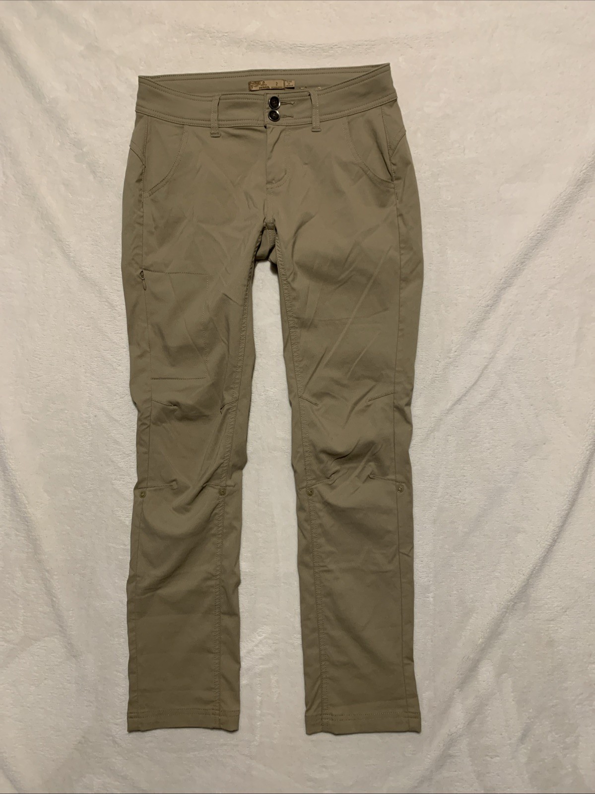 Prana Womens Halle Hiking Pants Size 2  Roll Up Legs Outdoor Utility Tan