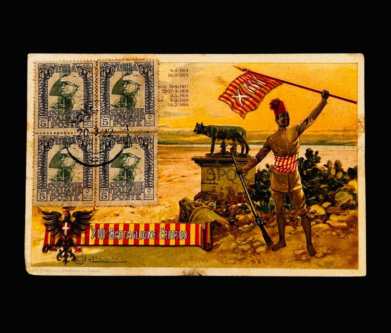 LYBIA ITALIAN COLONY CIRCULATED POSTCARD XIII BATAGLIONE \