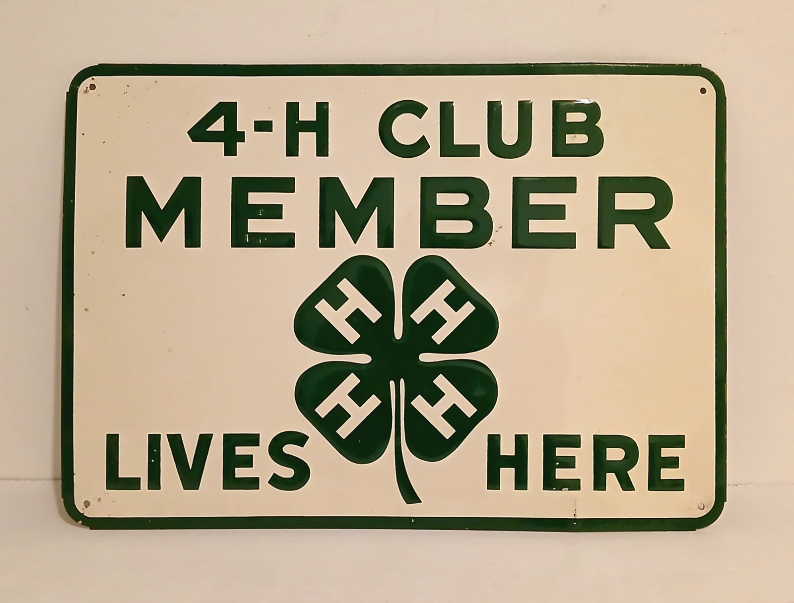 Vintage 1960\'s 4-H Club Member Lives Here Tin Embossed Sign
