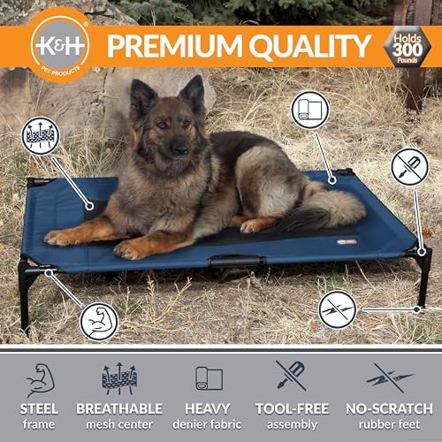 K&H Outdoor Elevated Dog Bed - Cooling Raised Dog Bed for Large & Extra-Large -