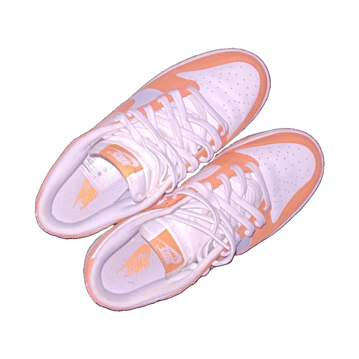 Nike Dunk Low White/Tan Colorblock Leather Low Top Lace-Up Sneakers