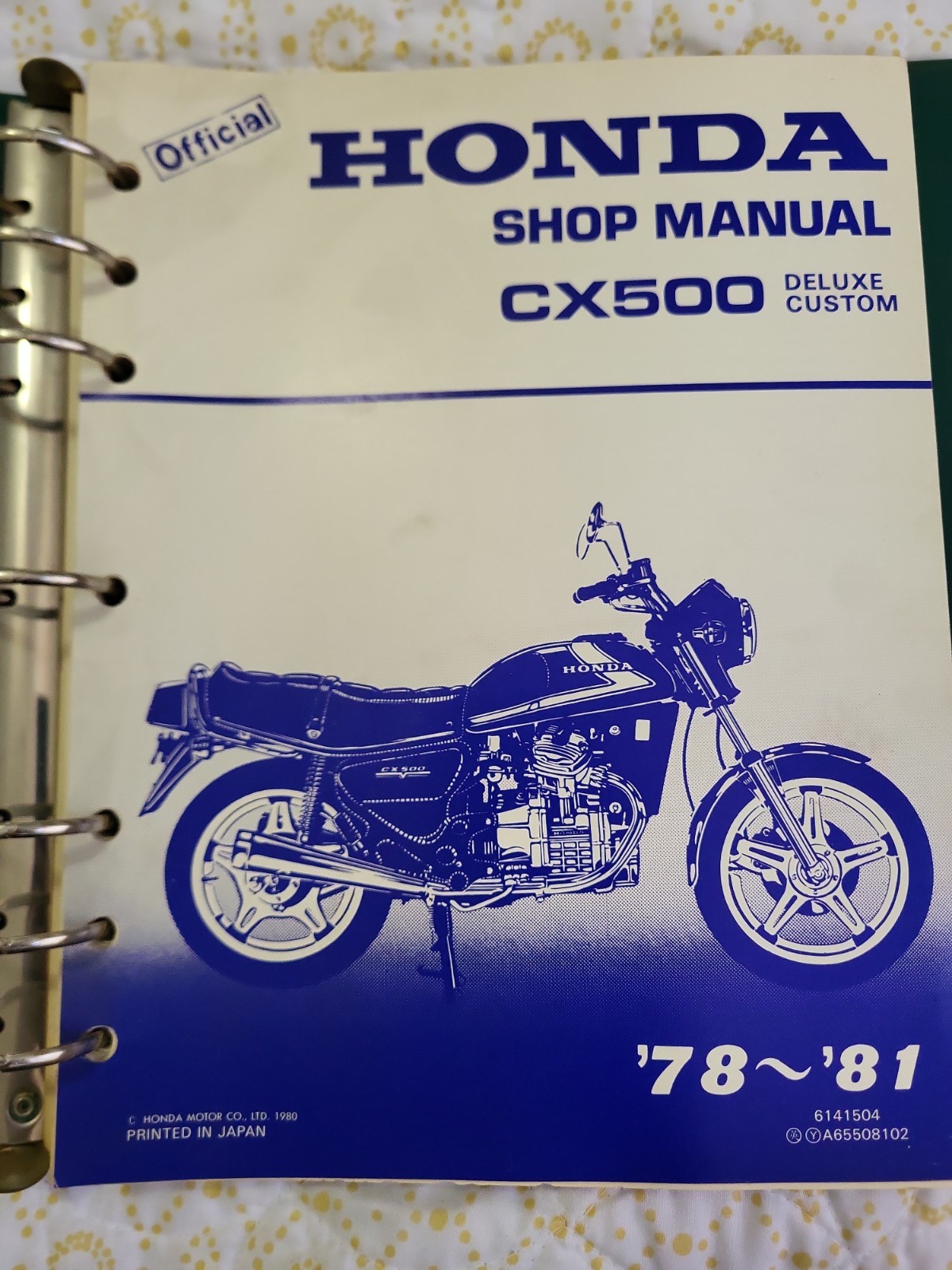 OEM 1978-1981 Honda CX500 Deluxe Custom Shop Service Manual 6141504 with Binder