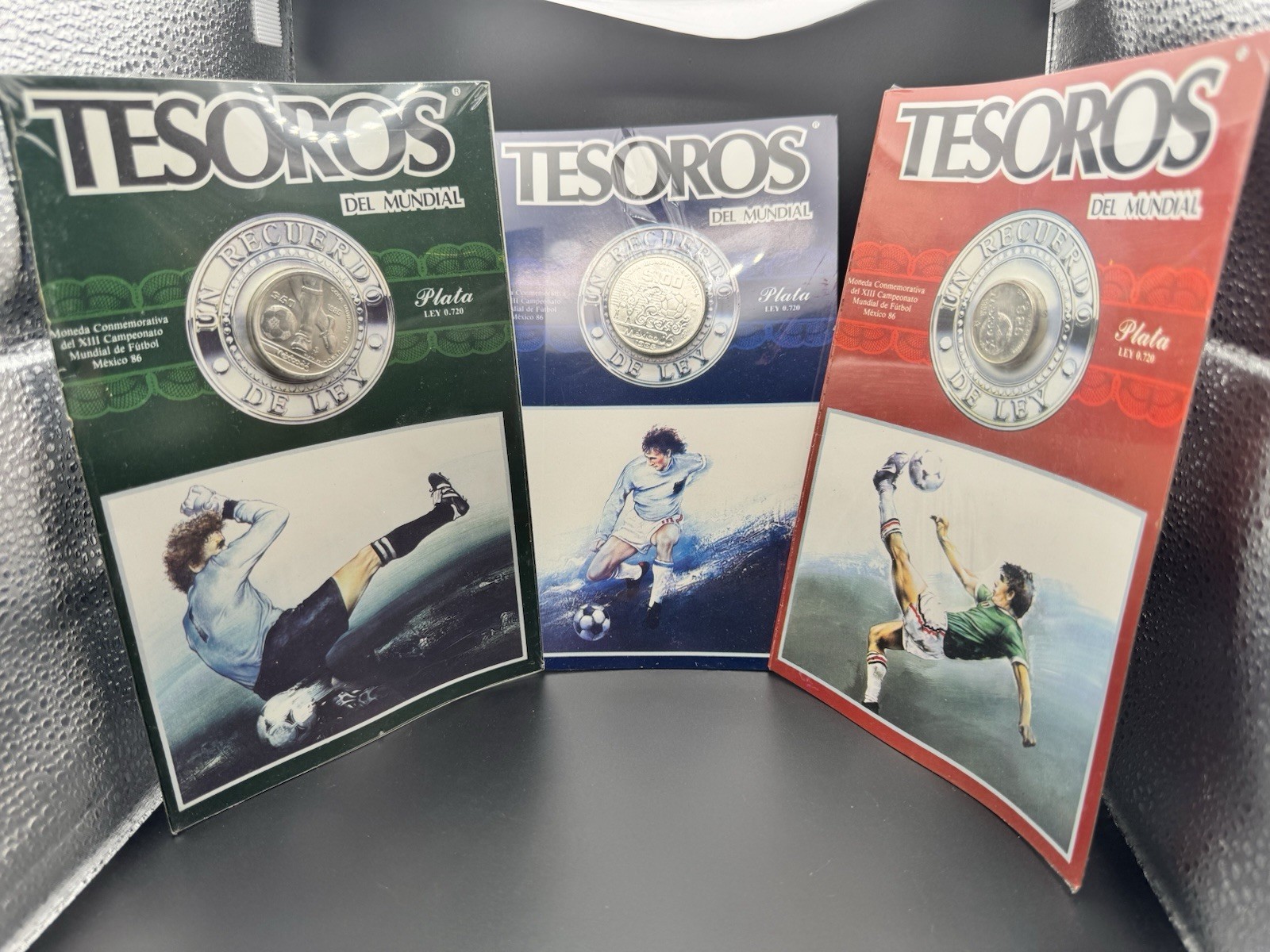 1985 Mexico 86 World Cup 3 Coin Set $25 $50 $100 .720 Silver 1.26oz ASW