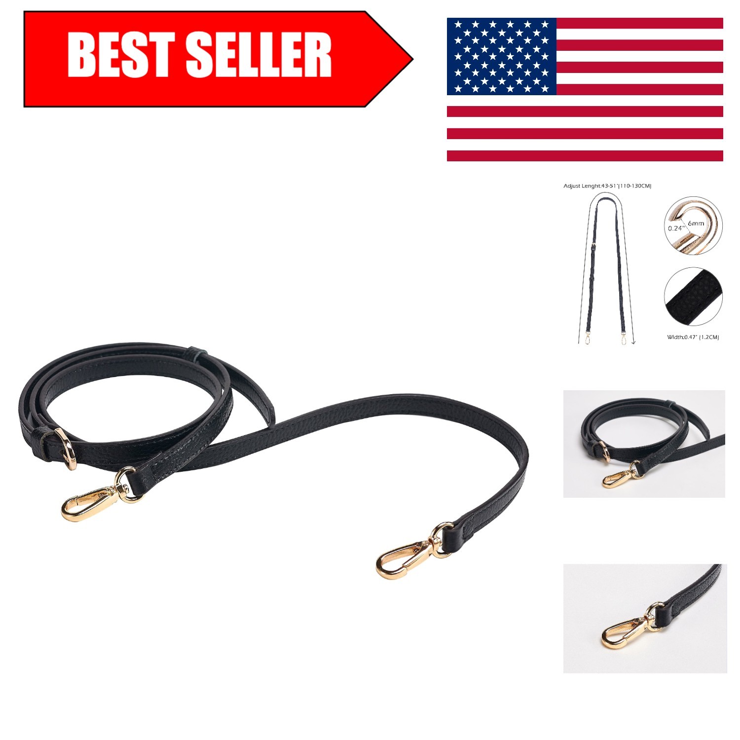 Classic Black Genuine Leather Purse Strap - A Must-Have Accessory for Ladies