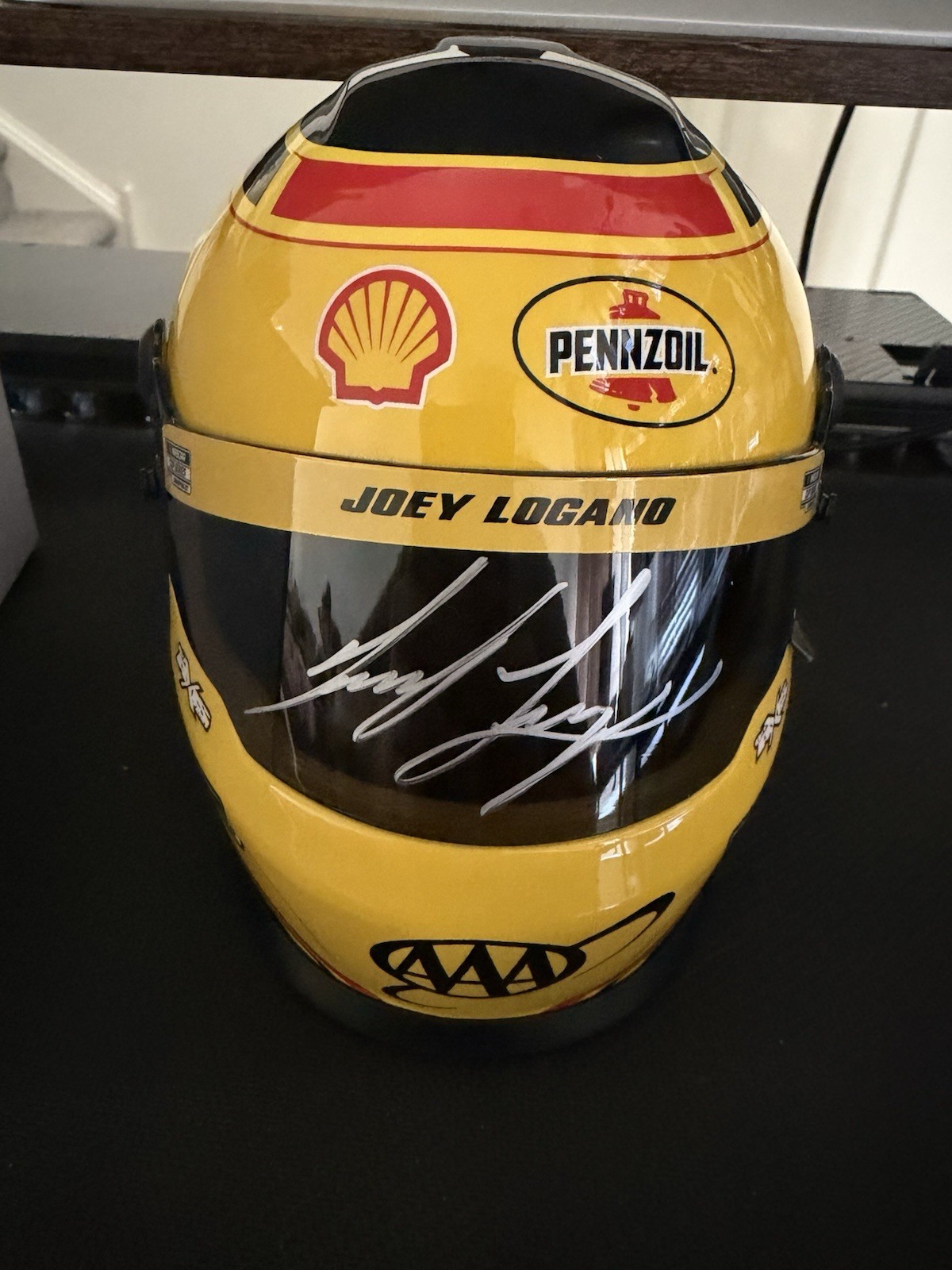 Joey Logano Signed Pennzoil Mini Helmet 1:2 Scale NASCAR