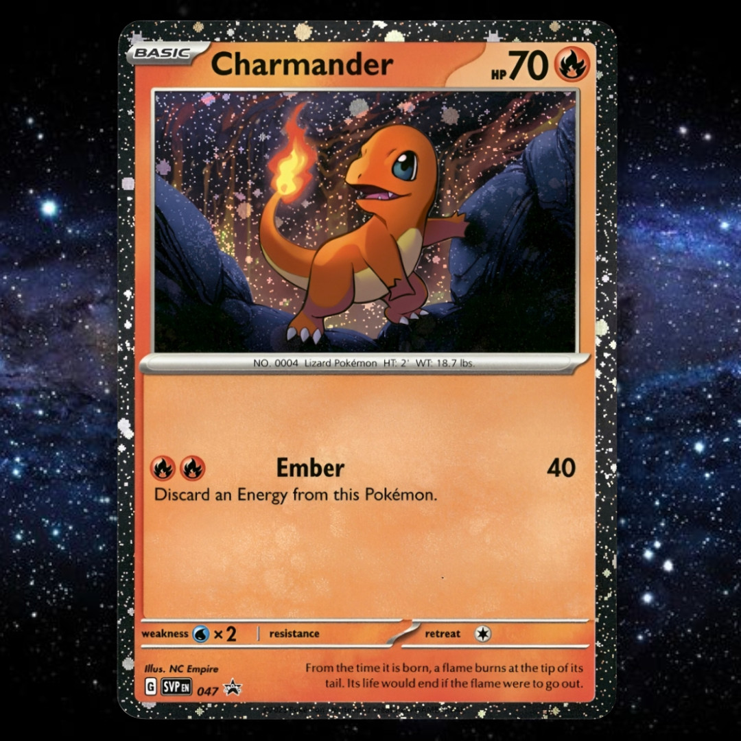Charmander SVP 047 Cosmos Holo w/ SWIRL🌀Pokemon Card HD Swirl, Fart, Holobleed