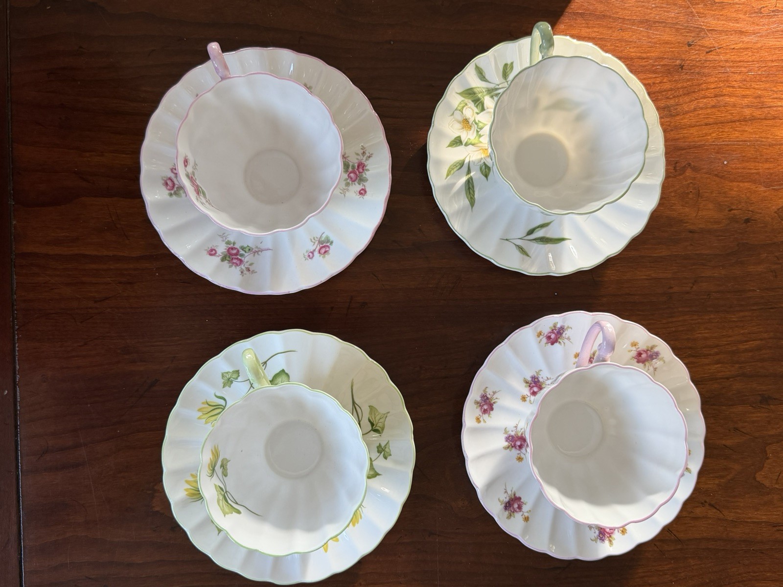 Vintage Shelley Bone China Tea Cups & Saucers Various Patterns (4)
