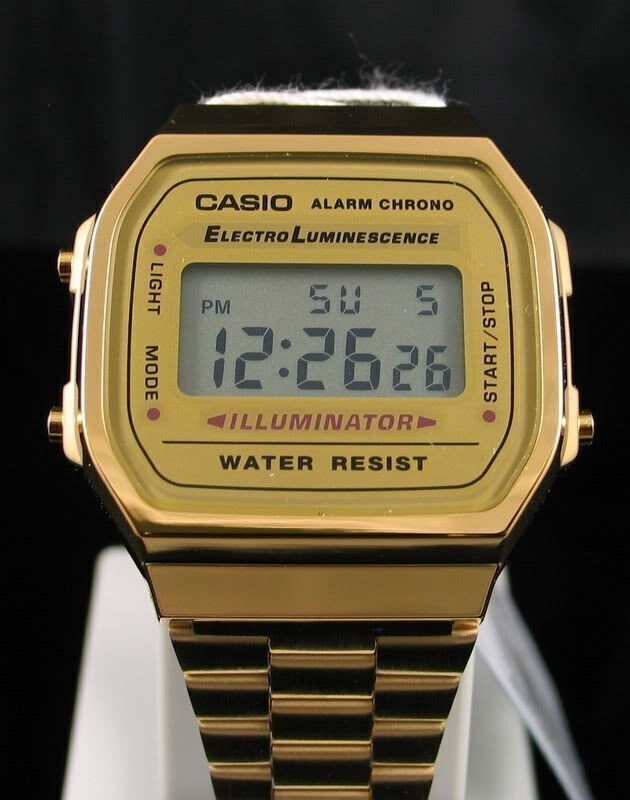USA MEN\'S GOLD TONE STAINLESS STEEL DIGITAL WATCH A168WG