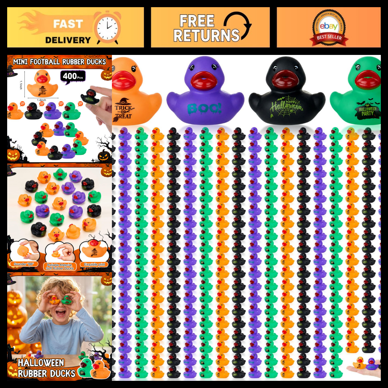 200 Pcs Halloween Rubber Ducks - Mini Inflatable Party Favors & Decorations 200 Pcs Halloween Rubber Ducks - Mini Inflatable Party Favors & Decorations