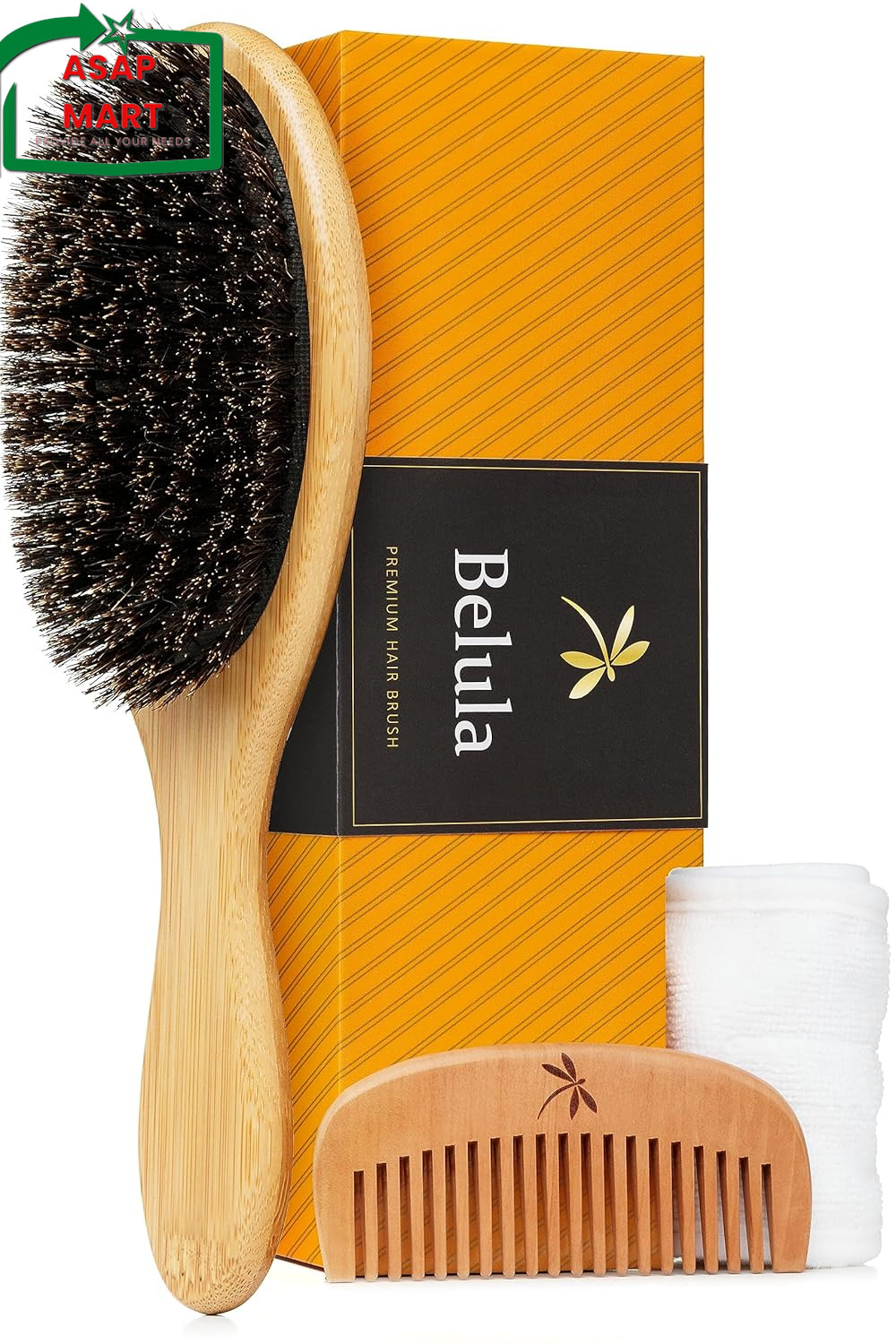 Belula 100% Boar Bristle Hair Brush Set (Medium). Soft Natural Bristles Belula 100% Boar Bristle Hair Brush Set (Medium). Soft Natural Bristles