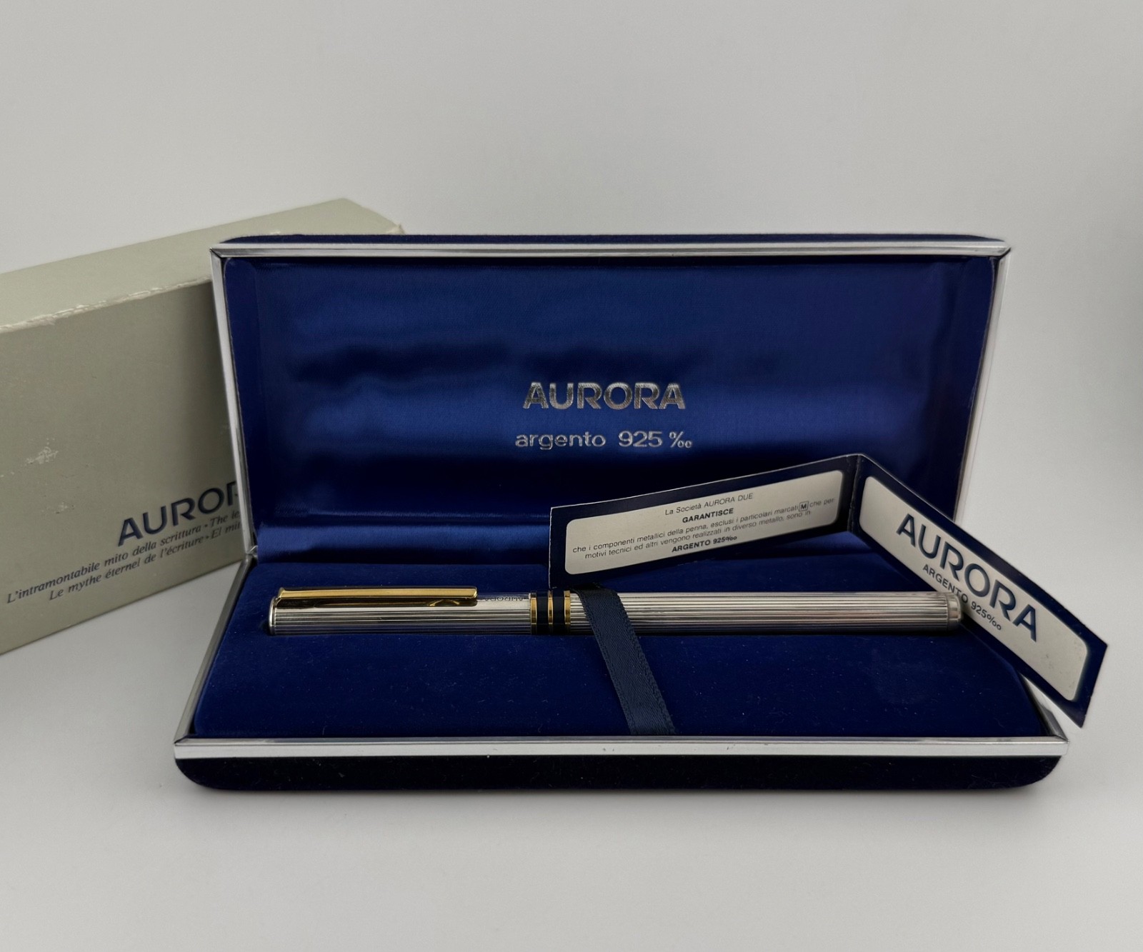 NOS Vintage Aurora Marco Polo 925 Sterling Silver Fountain Pen
