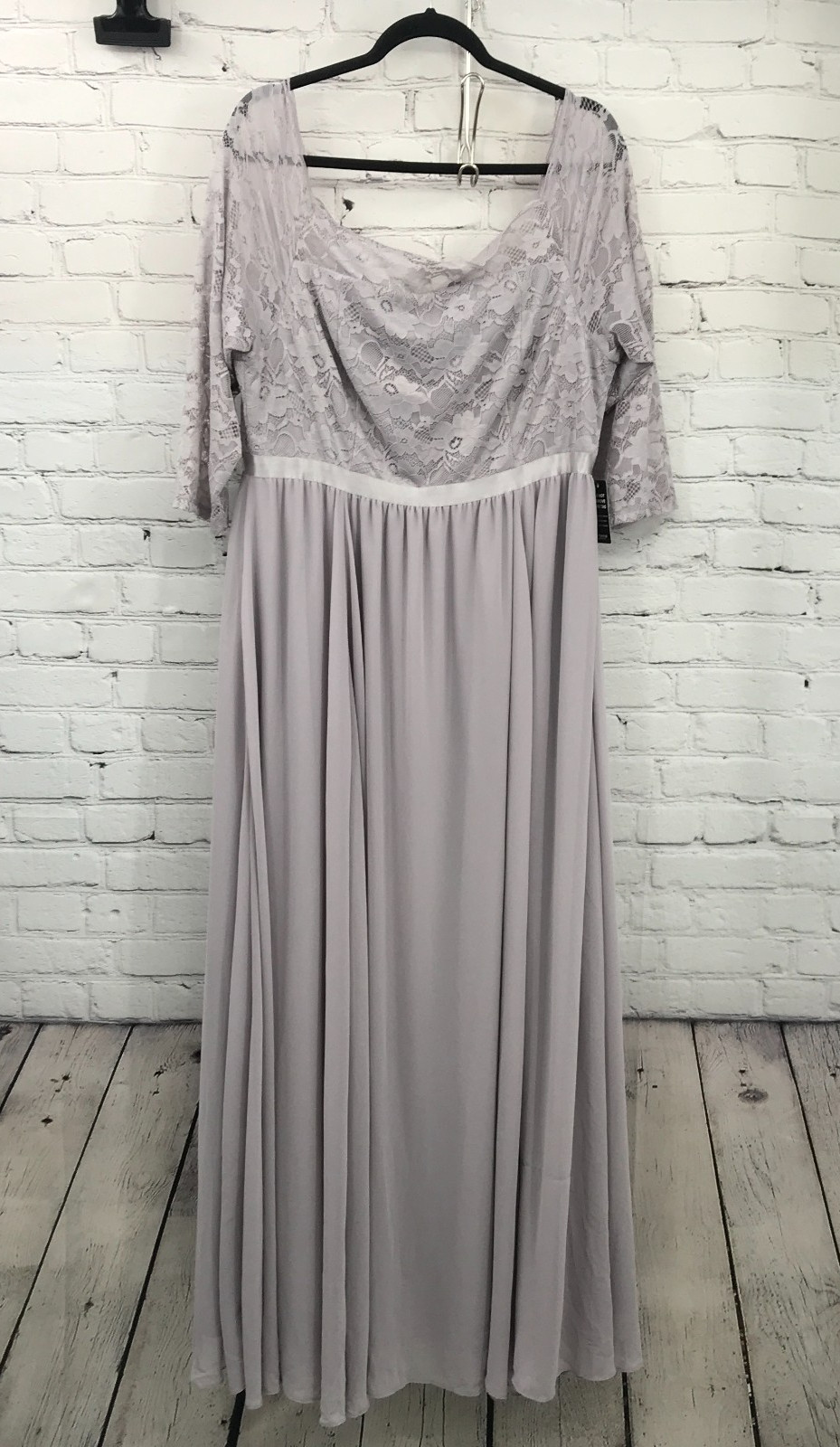 Torrid Dress Womens 2X Gray Maxi A-Line Empire Waist Lace Off-The-Shoulder New